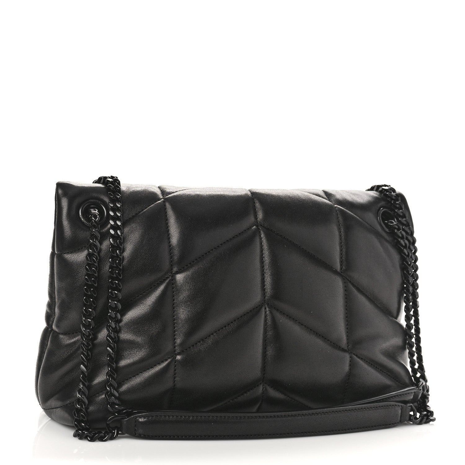 Saint Laurent Lambskin Quilted Monogram Monochrome Small Loulou Puffer Chain Satchel Black 3 of 8