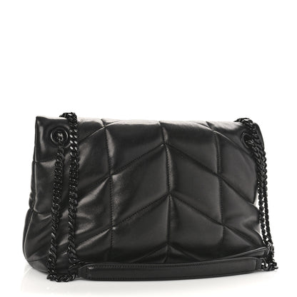 Saint Laurent Lambskin Quilted Monogram Monochrome Small Loulou Puffer Chain Satchel Black 3 of 8