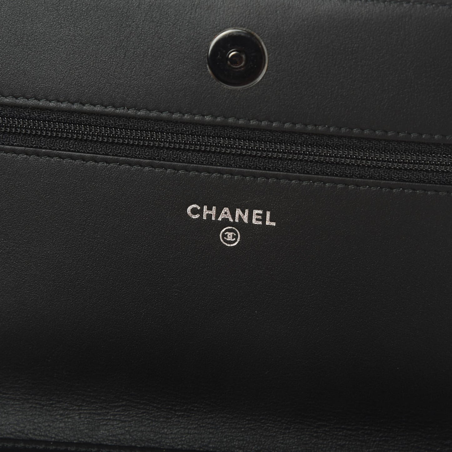 Calfskin Painted Chevron Embossed Boy Wallet On Chain WOC Black