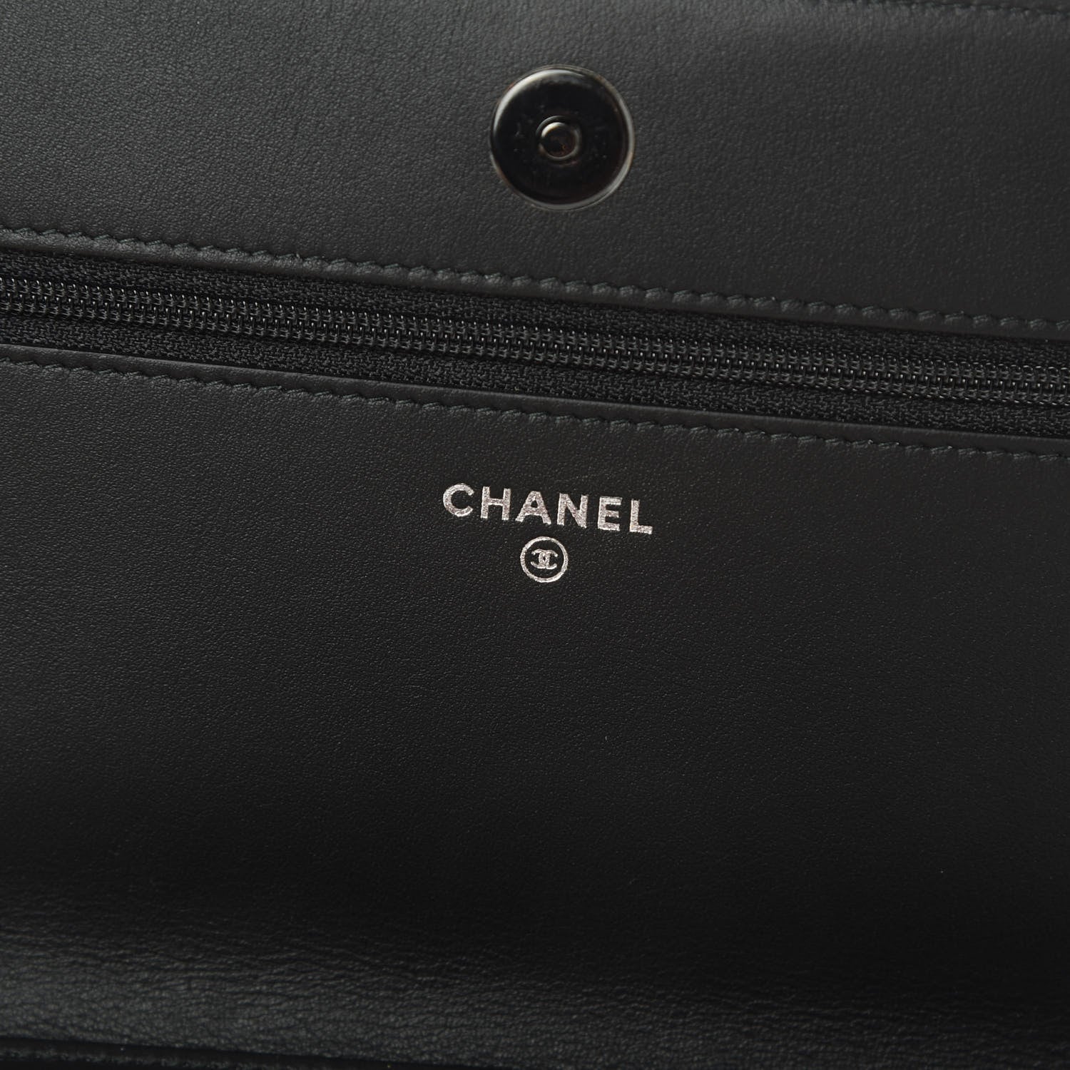 Chanel Calfskin Painted Chevron Embossed Boy Wallet On Chain WOC Black 6 of 14