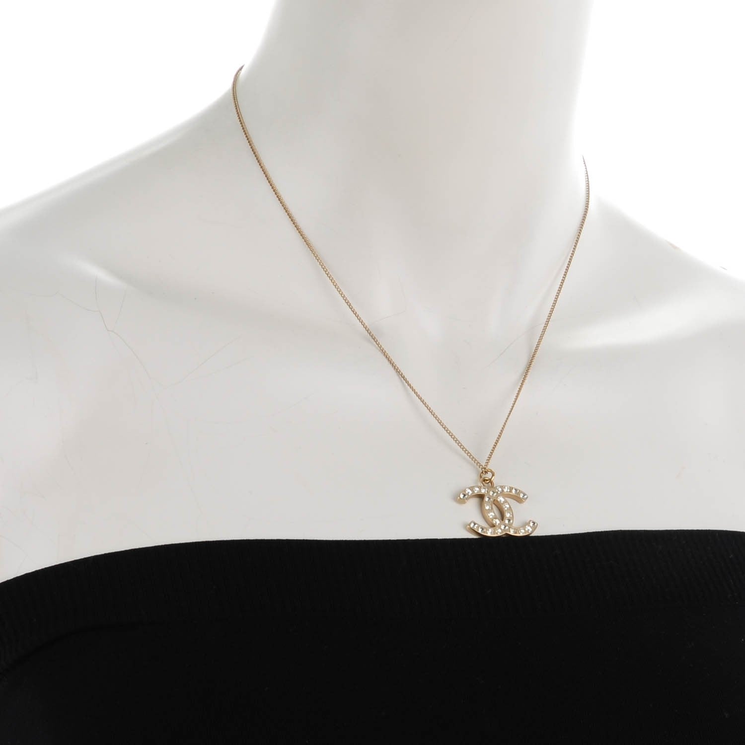 Chanel Baguette Crystal CC Necklace Gold 2 of 5