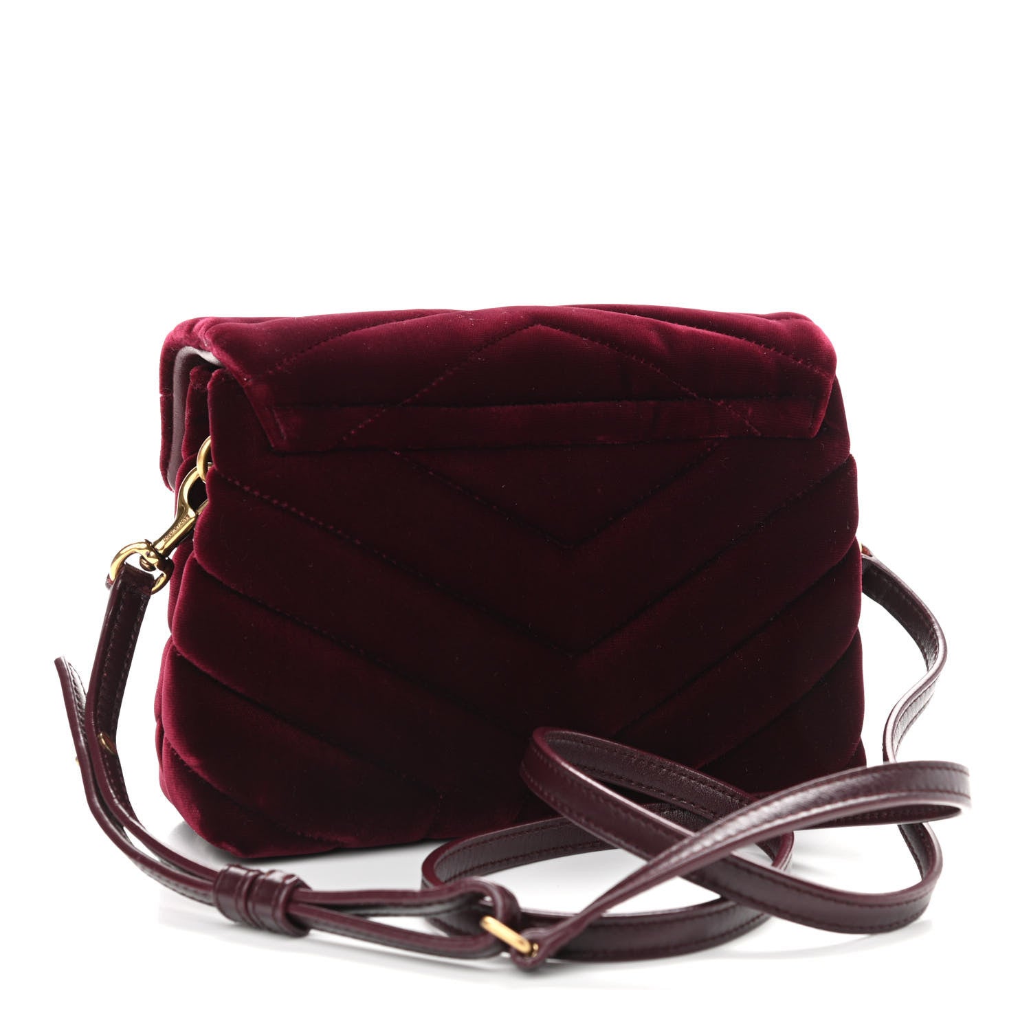 Saint Laurent Velvet Y Quilted Monogram Toy Loulou Crossbody Bag French Burgundy 3 of 10