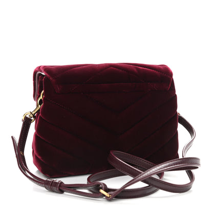Saint Laurent Velvet Y Quilted Monogram Toy Loulou Crossbody Bag French Burgundy 3 of 10
