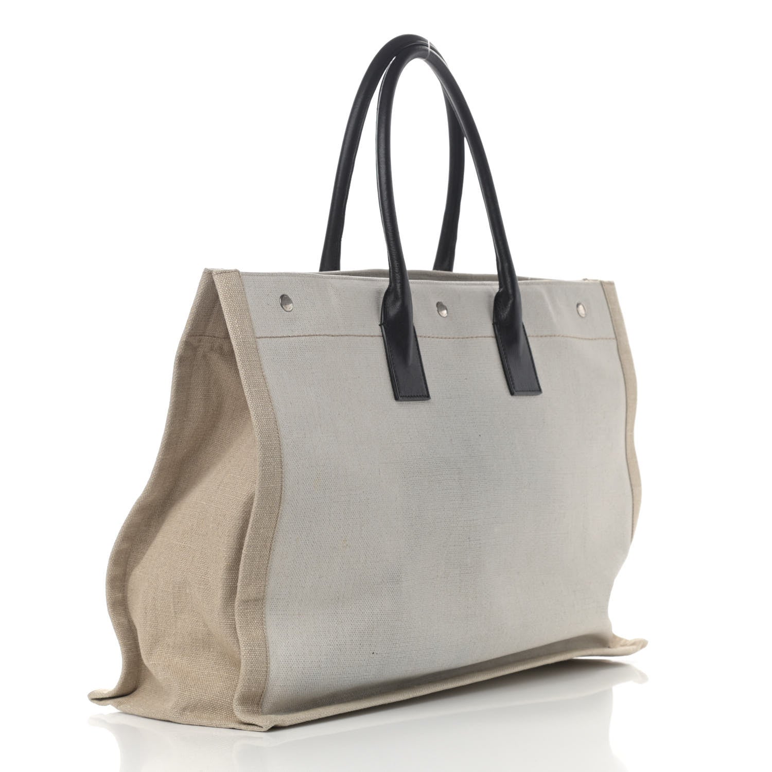 Saint Laurent Linen Calfskin Rive Gauche Tote Optic White 3 of 13