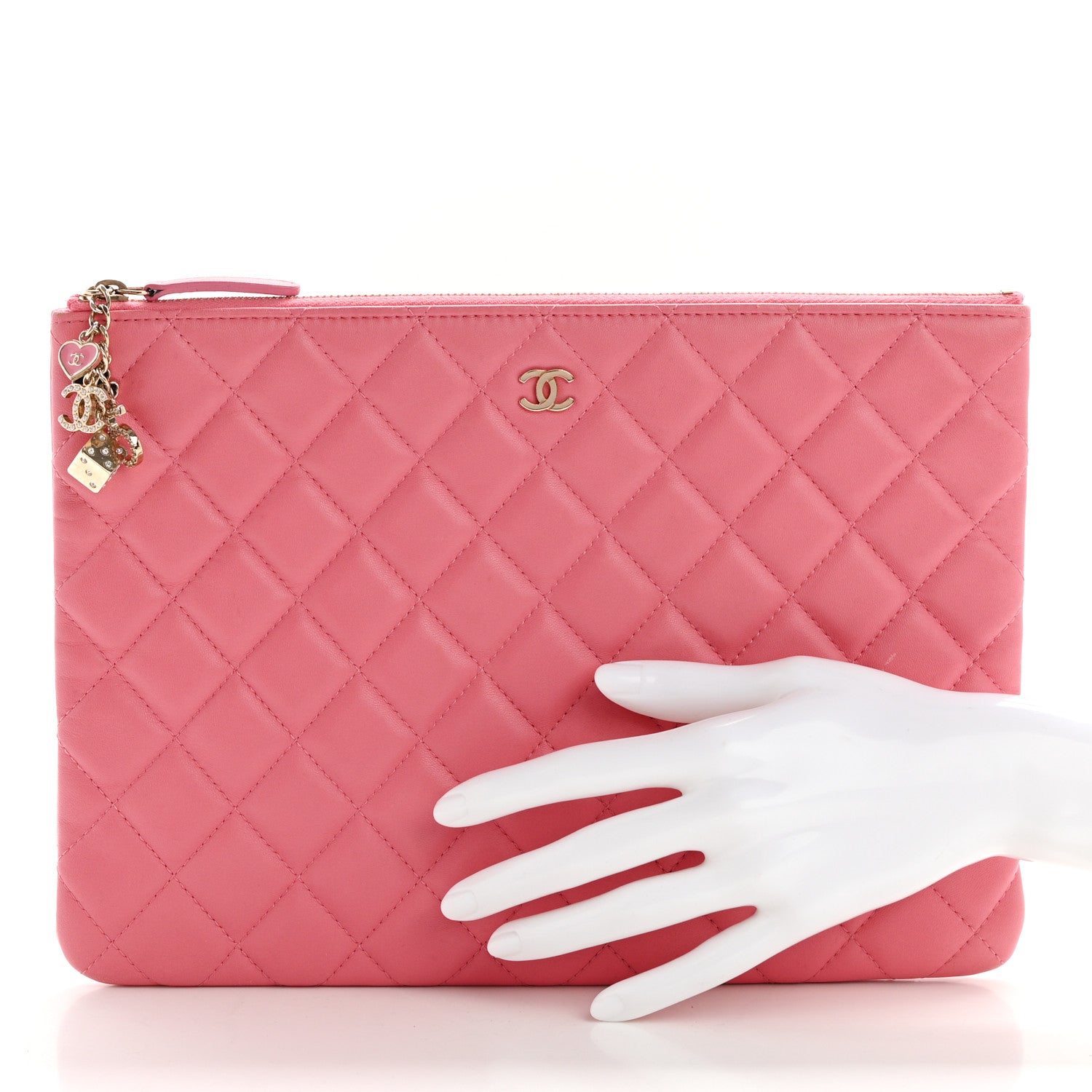 Chanel Lambskin Quilted Medium Casino Beauty CC Cosmetic Case Fuchsia 2 of 14