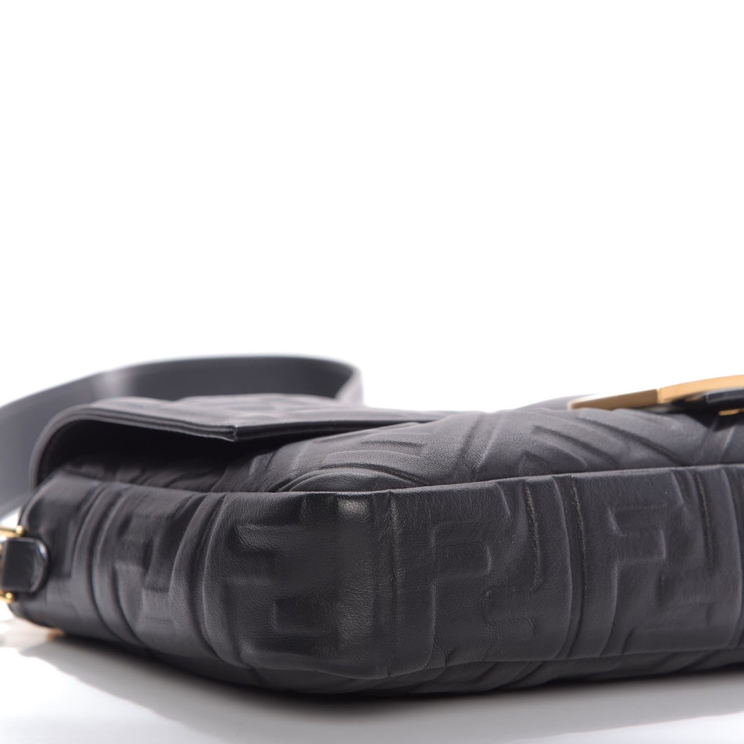 Fendi Nappa FF 1974 Embossed Large Baguette Black 6 of 9