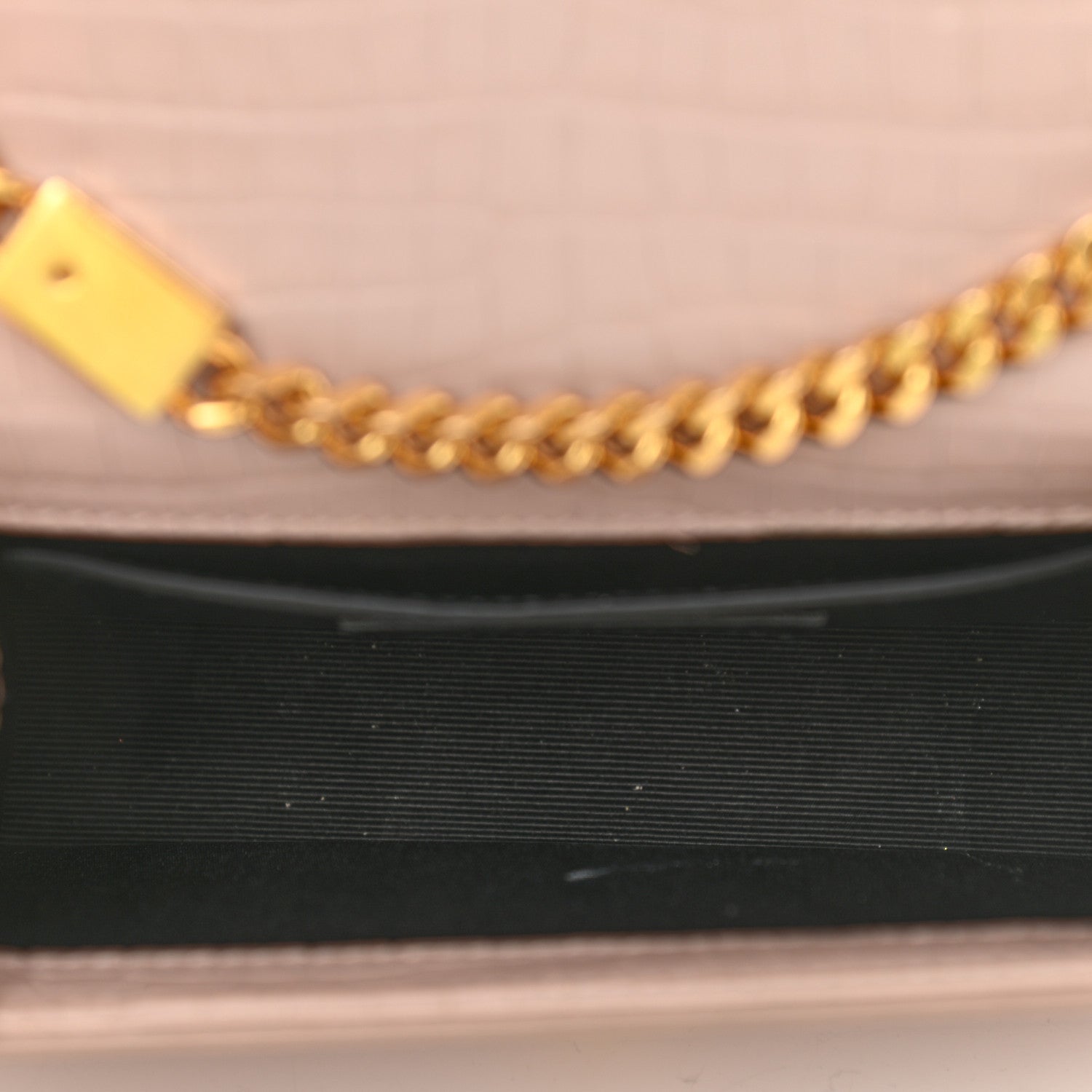 Saint Laurent Calfskin Crocodile Embossed Small Classic Monogram Kate Tassel Satchel Light Pink 4 of 13