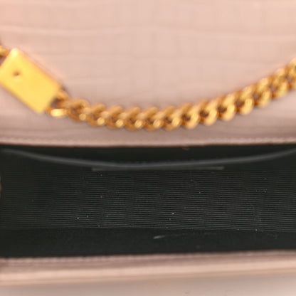 Saint Laurent Calfskin Crocodile Embossed Small Classic Monogram Kate Tassel Satchel Light Pink 4 of 13