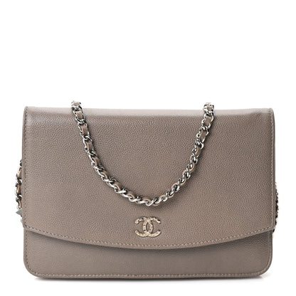 Chanel Caviar Sevruga Wallet On Chain WOC Grey 1 of 12