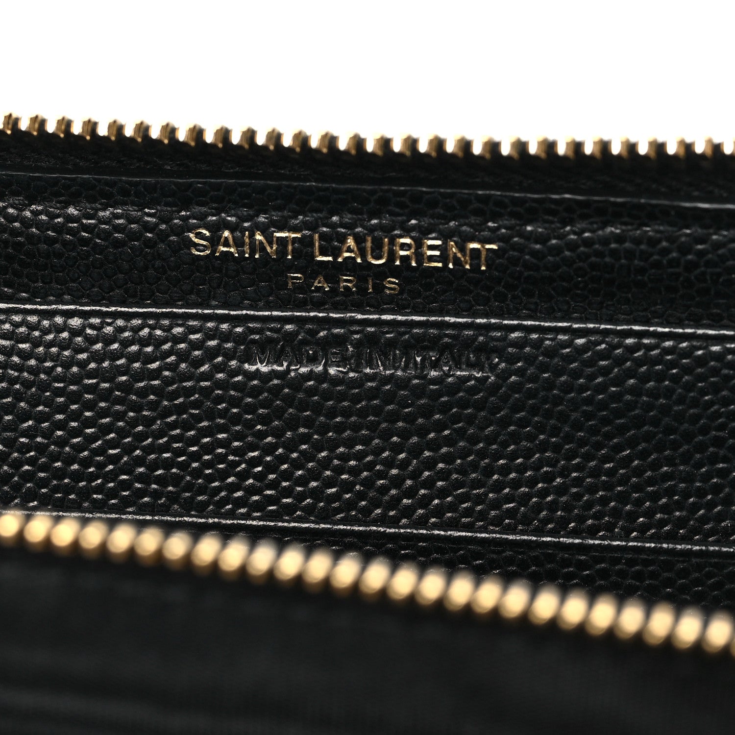 Saint Laurent Grain De Poudre Matelasse Chevron Monogram Small Zip Around Wallet Black 6 of 7