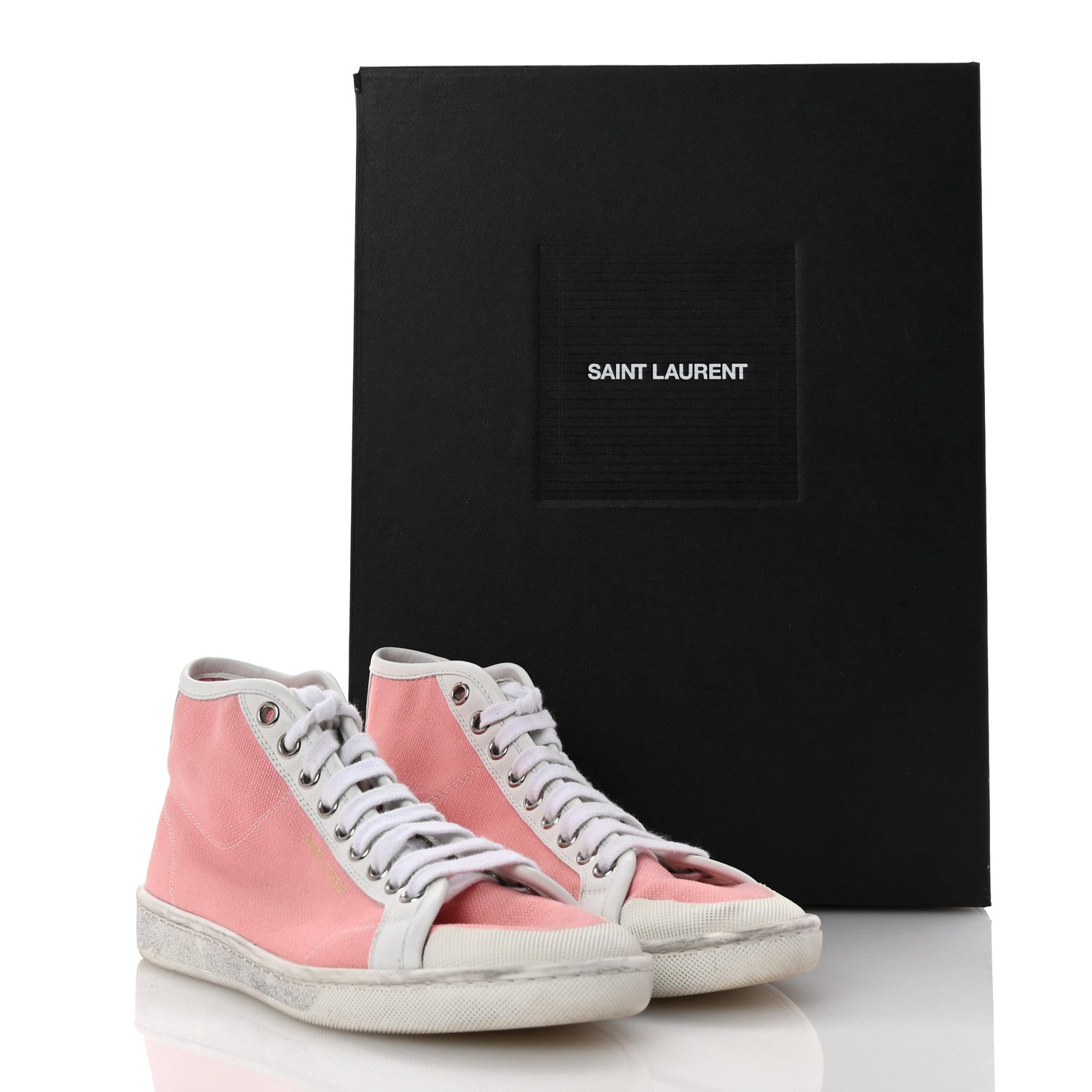 Saint Laurent Canvas Elba Court Classic SL/39 Mid Top Sneakers 35.5 Pink White 11 of 11