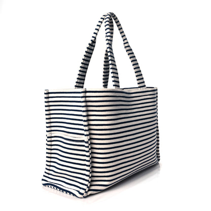 Celine Canvas Calfskin Striped Triomphe Cabas Brown 2 of 8