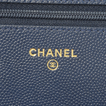 Chanel Caviar Quilted Golden Class Wallet On Chain WOC Navy 6 of 9