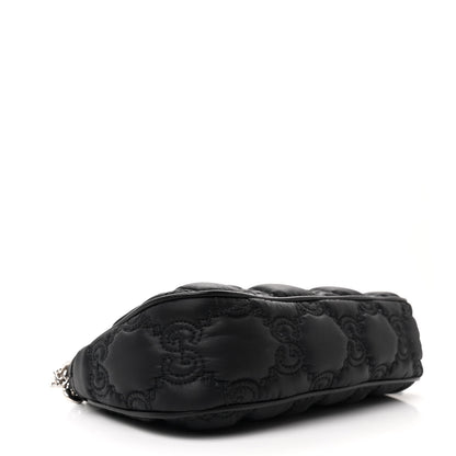 Gucci Nylon Calfskin Enamel GG Matelasse Chain Handbag Black 4 of 10