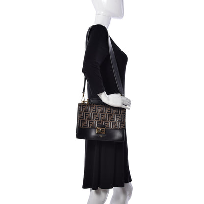 Fendi Vitello Liberty Bi-Color FF 1974 Embossed Kan U Shoulder Bag Black Maya 2 of 10