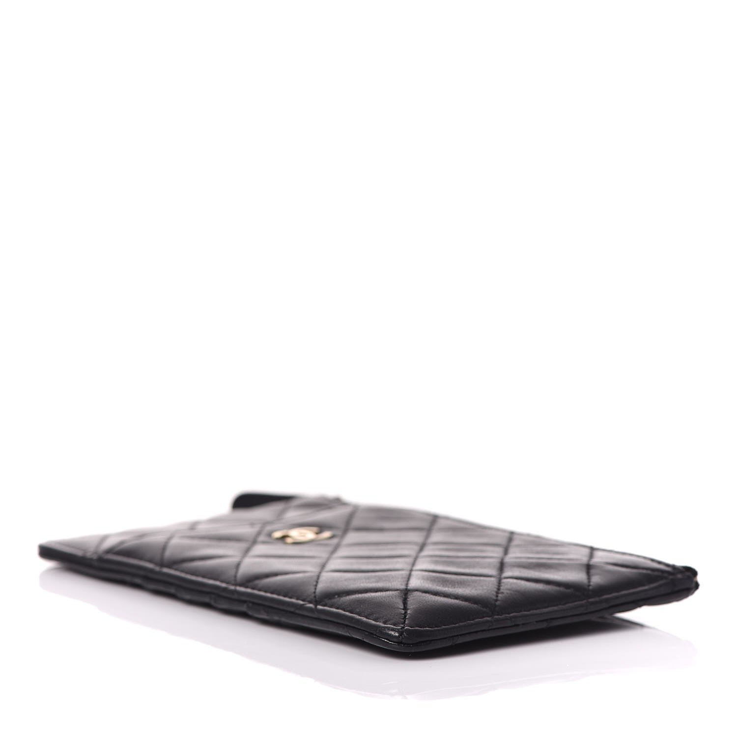 Chanel Lambskin Quilted Classic Flat Wallet Pouch Black 4 of 11