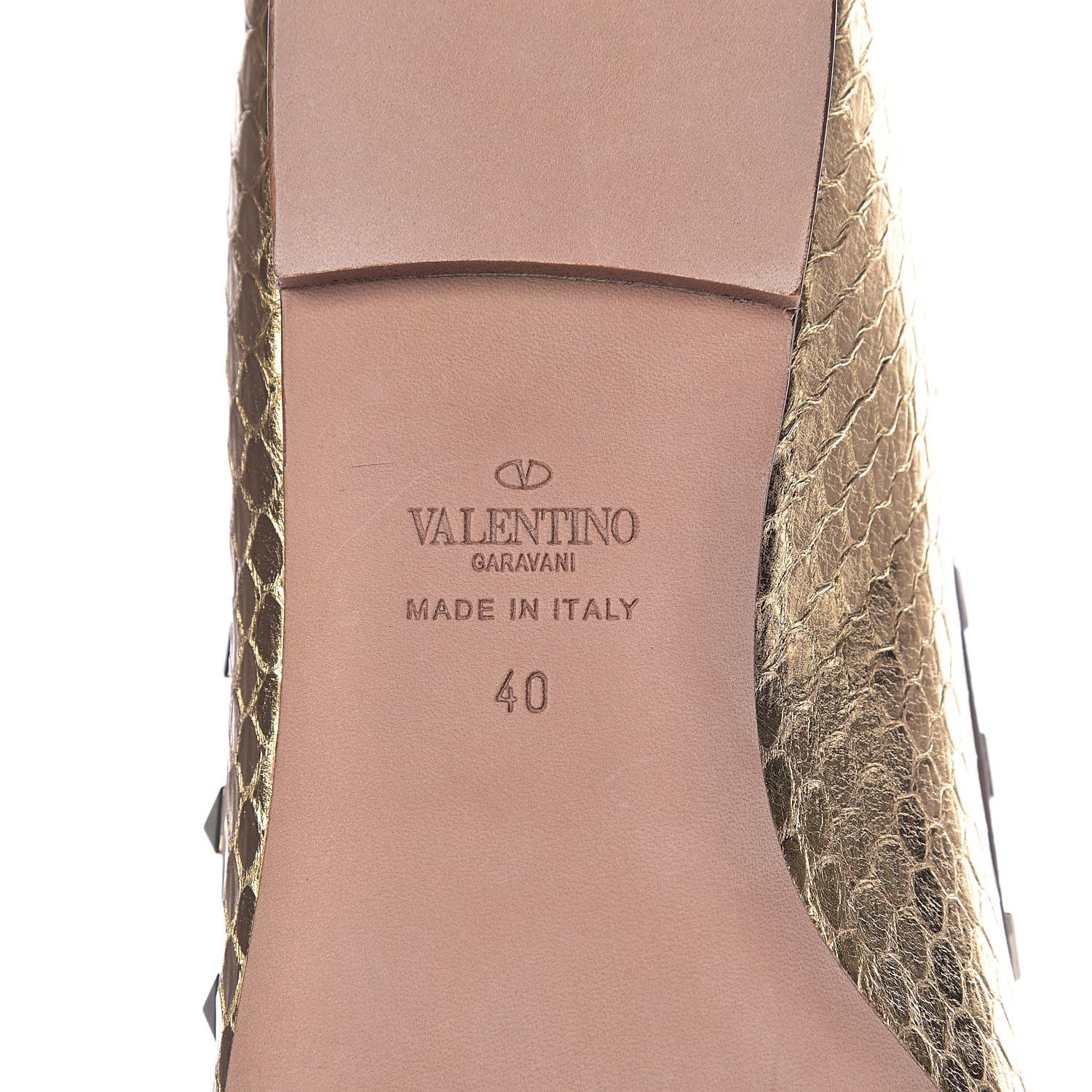 Valentino Garavani Metallic Watersnake Rockstud Ballerina Flats 40 Gold Poudre 8 of 10