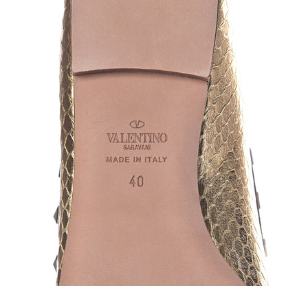Valentino Garavani Metallic Watersnake Rockstud Ballerina Flats 40 Gold Poudre 8 of 10
