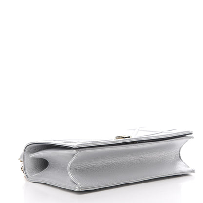 Christian Dior Metallic Grained Calfskin Medium Diorama Flap Bag Silver 4 of 17