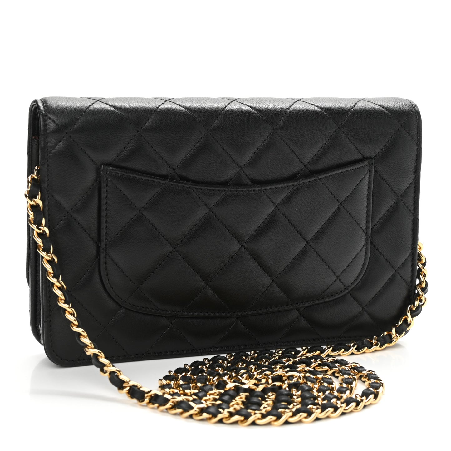Lambskin Quilted Wallet On Chain WOC Black