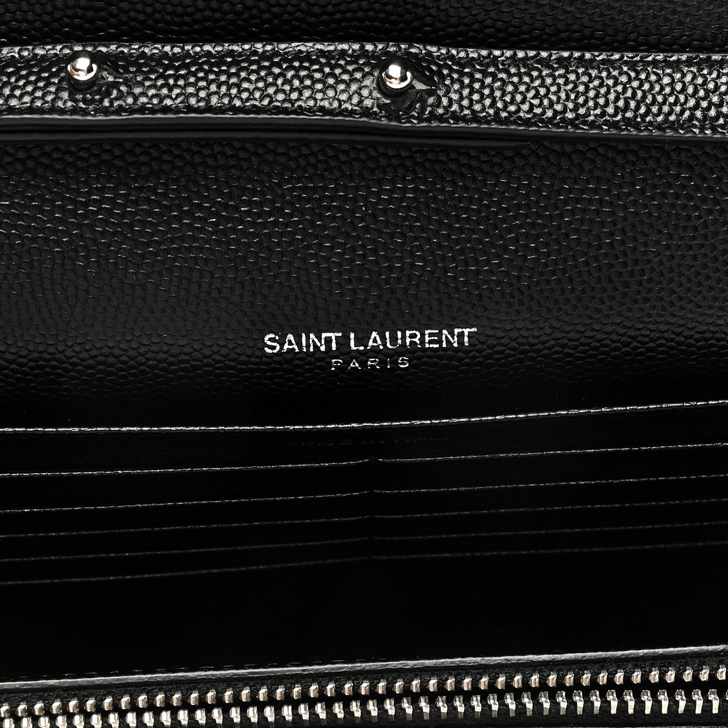 Saint Laurent Grain De Poudre Matelasse Chevron Monogram Chain Wallet Black 6 of 9