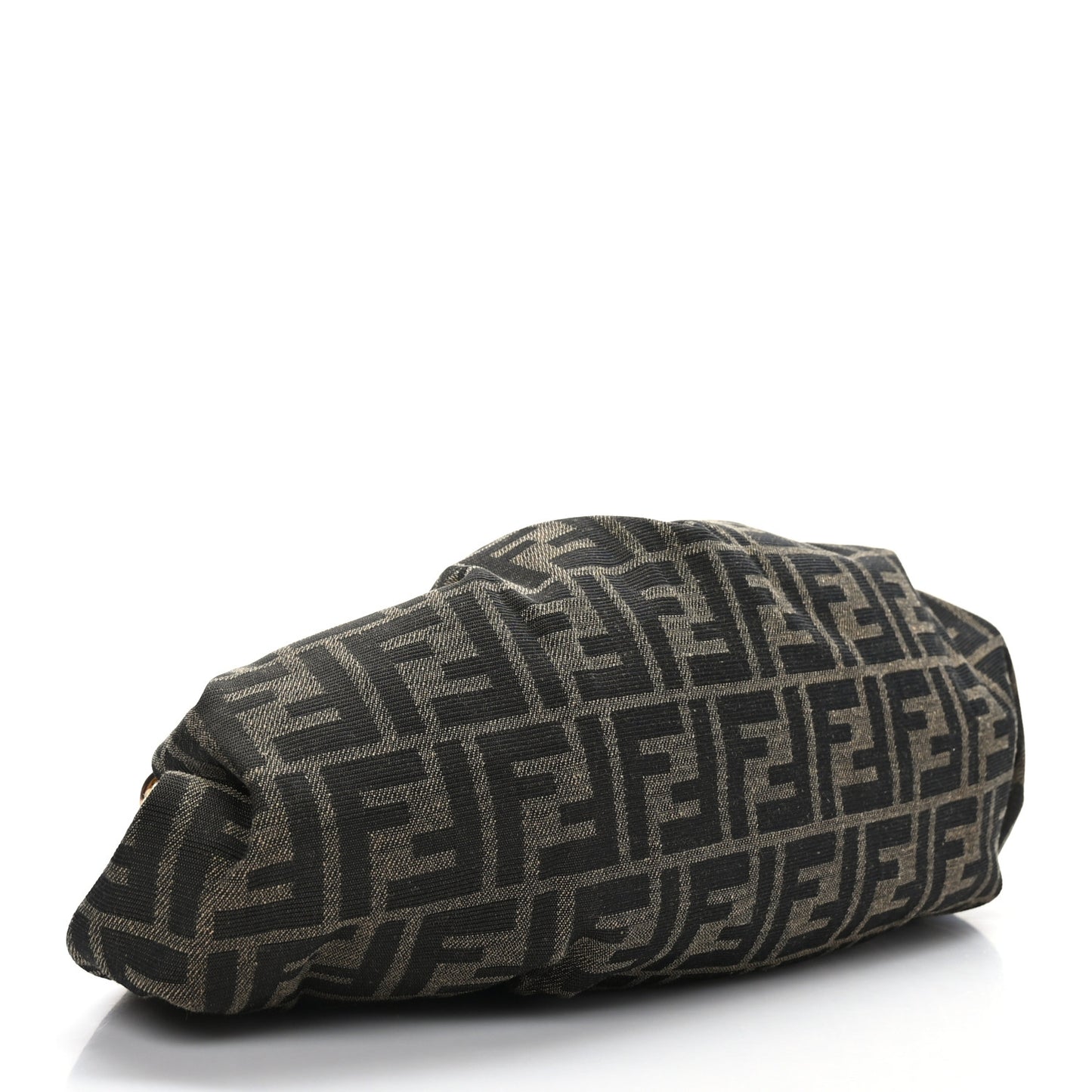 Fabric Jacquard FF Braided Shell Clutch Tobacco