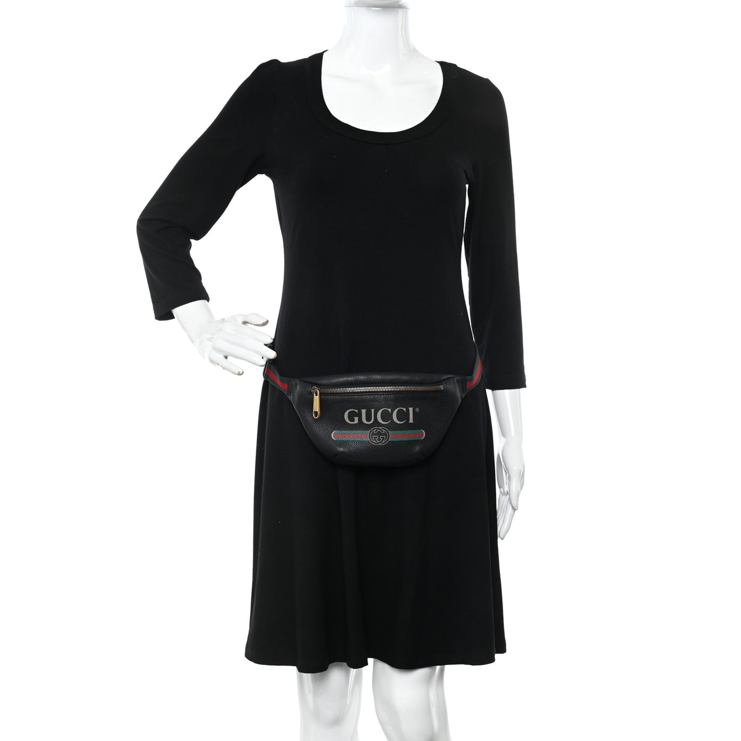Grained Calfskin Small Logo Belt Bag Black