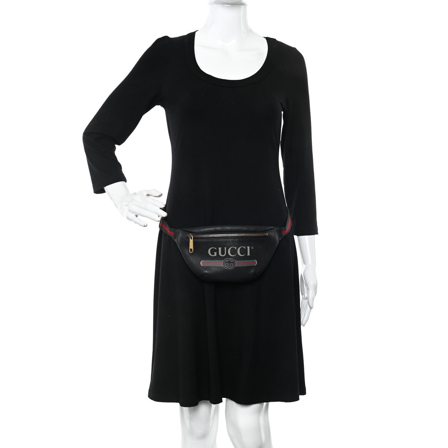 Gucci Grained Calfskin Small Logo Belt Bag Black 2 of 11