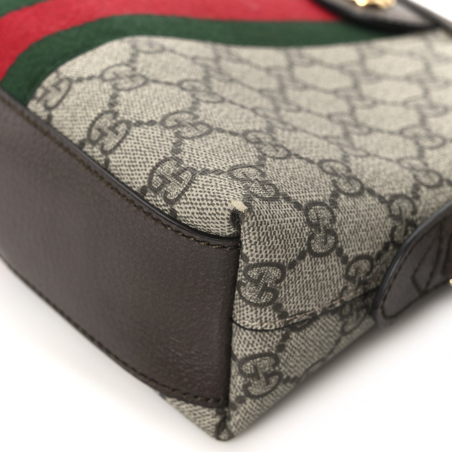 GG Supreme Monogram Textured Dollar Calfskin Web Small Ophidia Dome Shoulder Bag Beige Ebony New Acero
