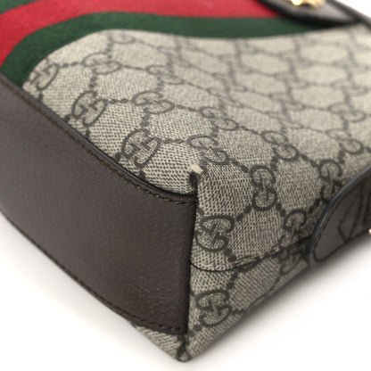 Gucci GG Supreme Monogram Textured Dollar Calfskin Web Small Ophidia Dome Shoulder Bag Beige Ebony New Acero 12 of 13