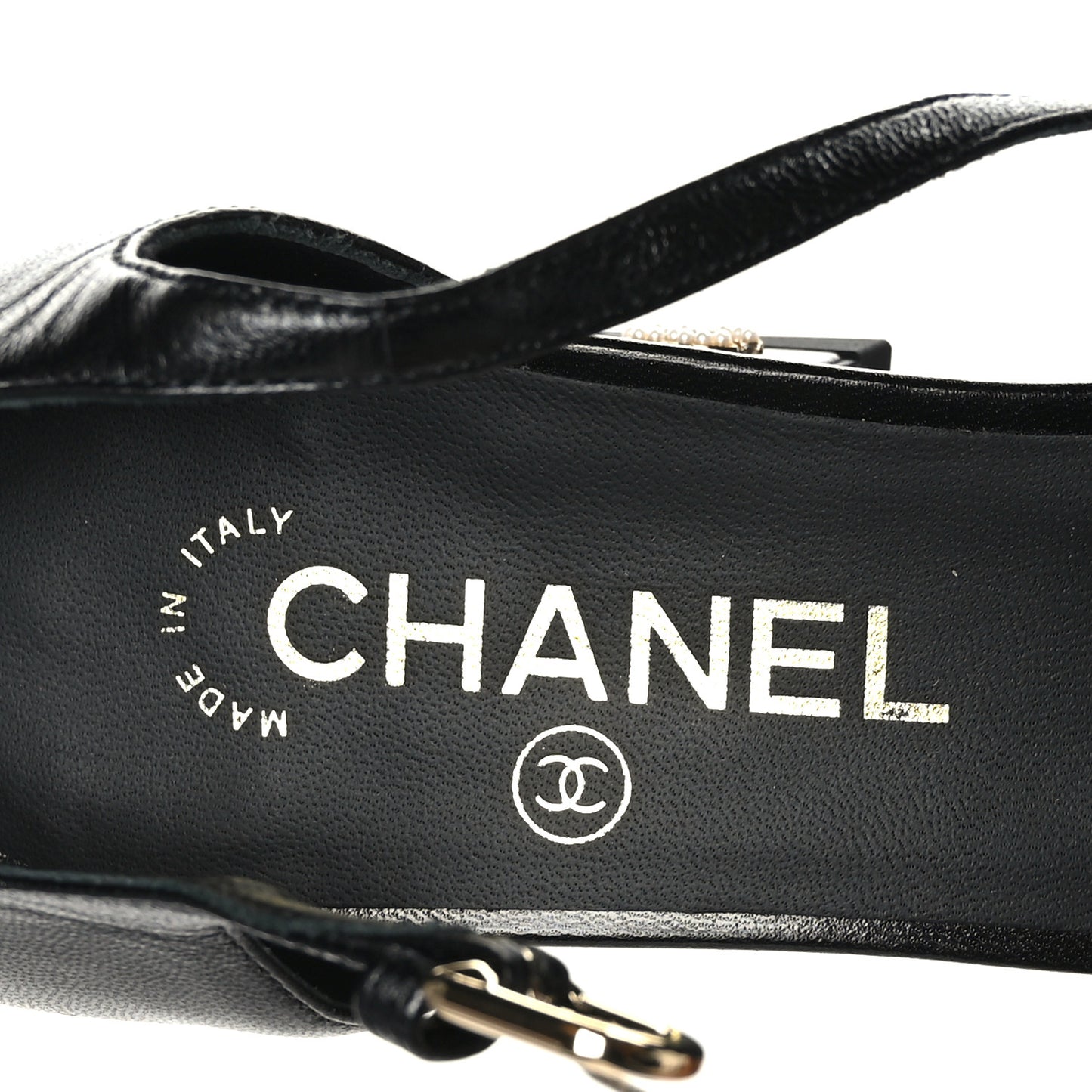 Shiny Goatskin Pearl Mary Jane Flats 39.5 Black