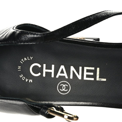 Chanel Shiny Goatskin Pearl Mary Jane Flats 39.5 Black 12 of 16