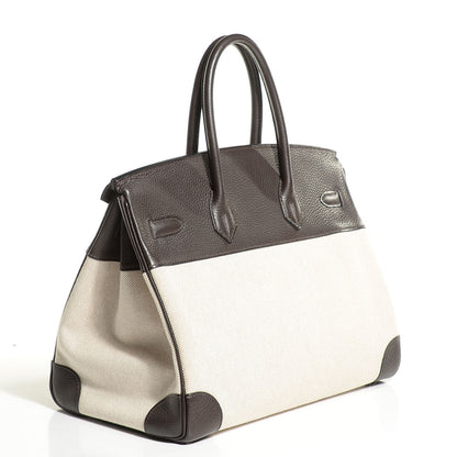 Hermes Toile Togo Birkin 35 Chocolate 5 of 31