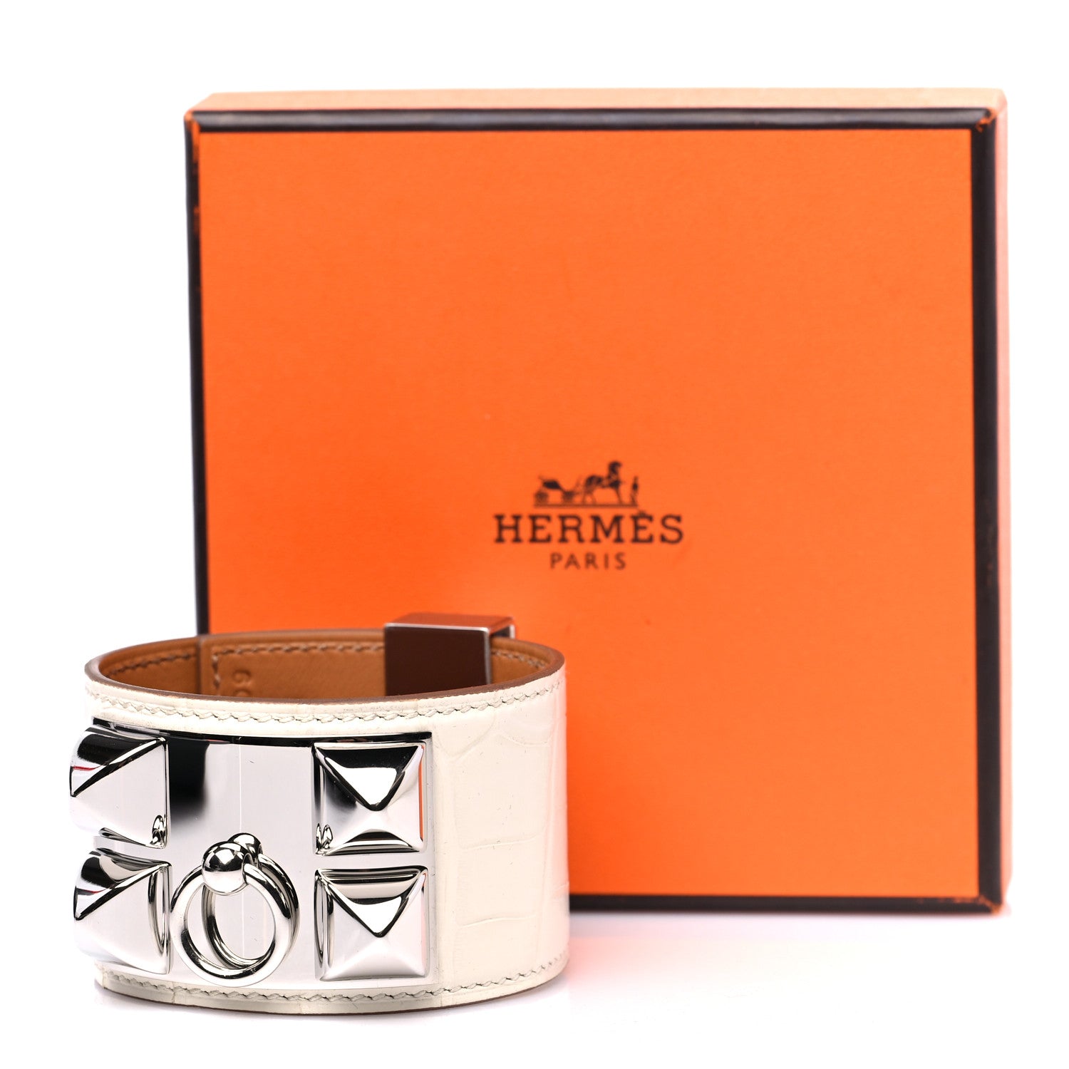 Hermes Matte Alligator Collier de Chien CDC Bracelet T2 Nata 7 of 7