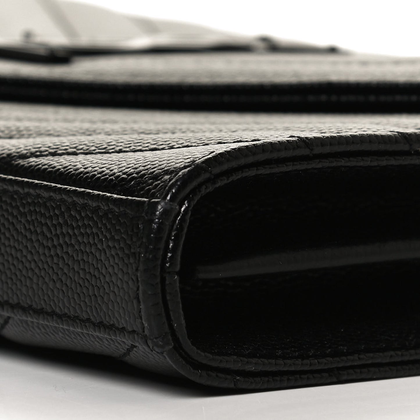 Grain De Poudre Matelasse Chevron Monogram Chain Wallet Black