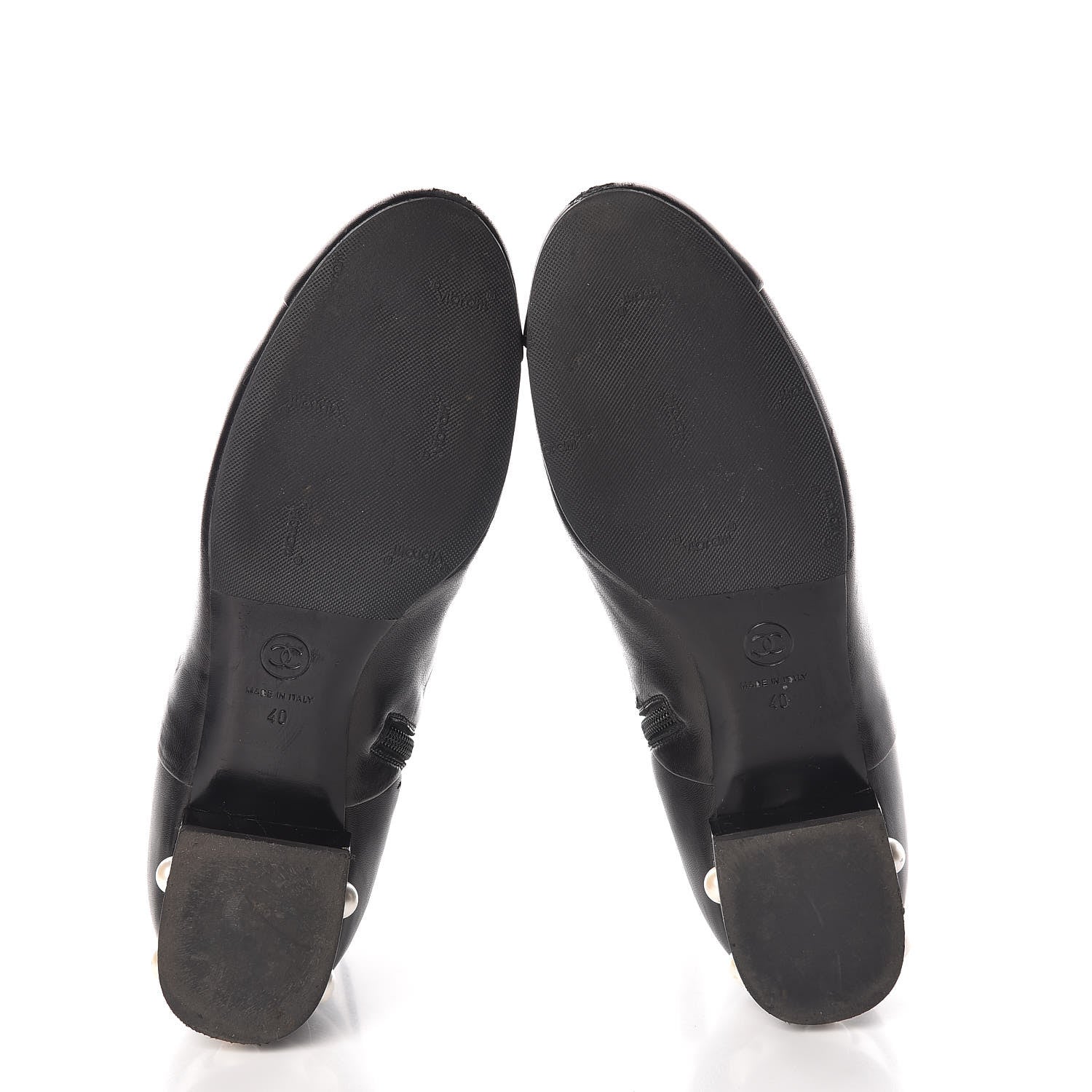 Chanel Lambskin Pearl Short Boots 40 Black 7 of 14