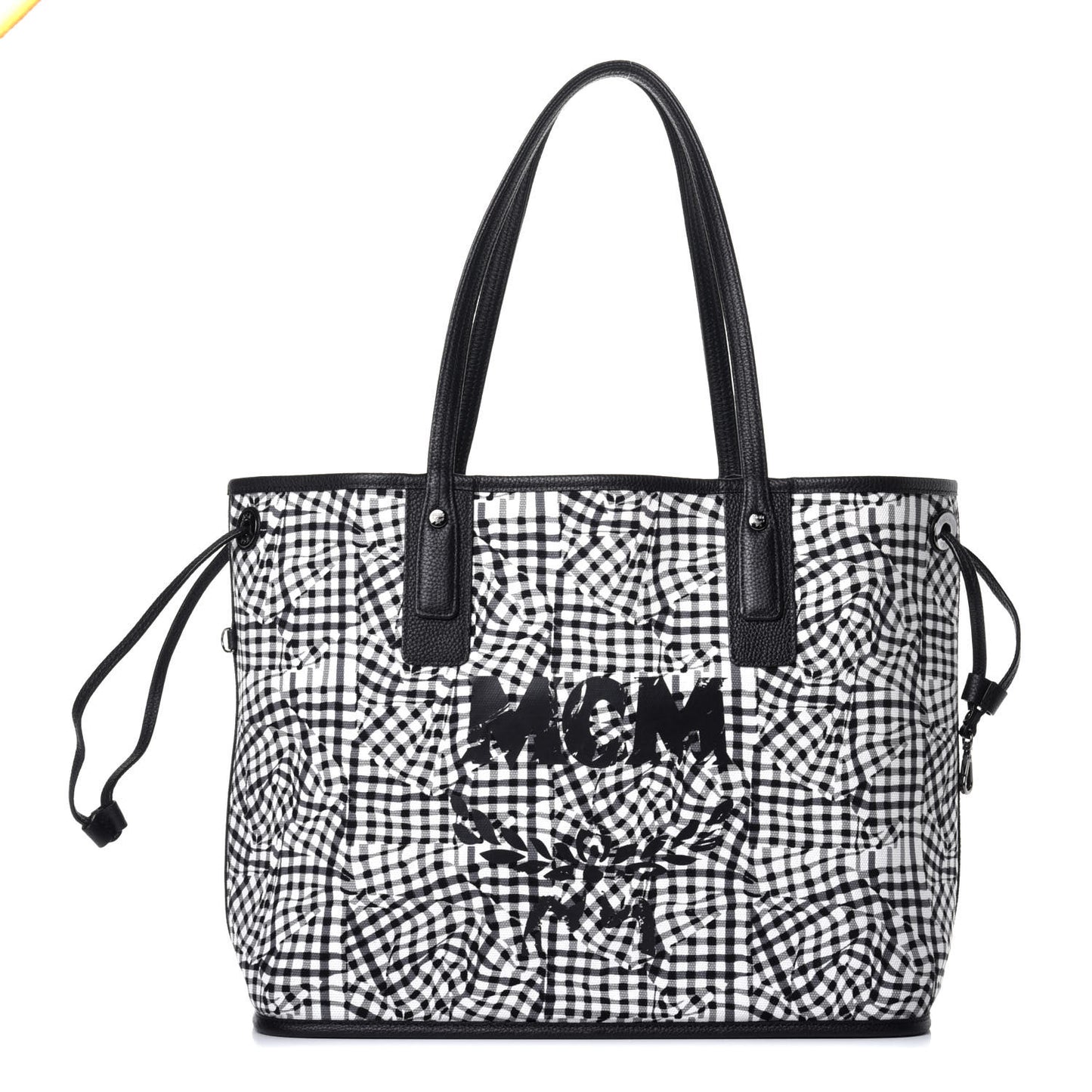 Grained Calfskin Visetos Medium Liz Reversible Shopper Tote Black