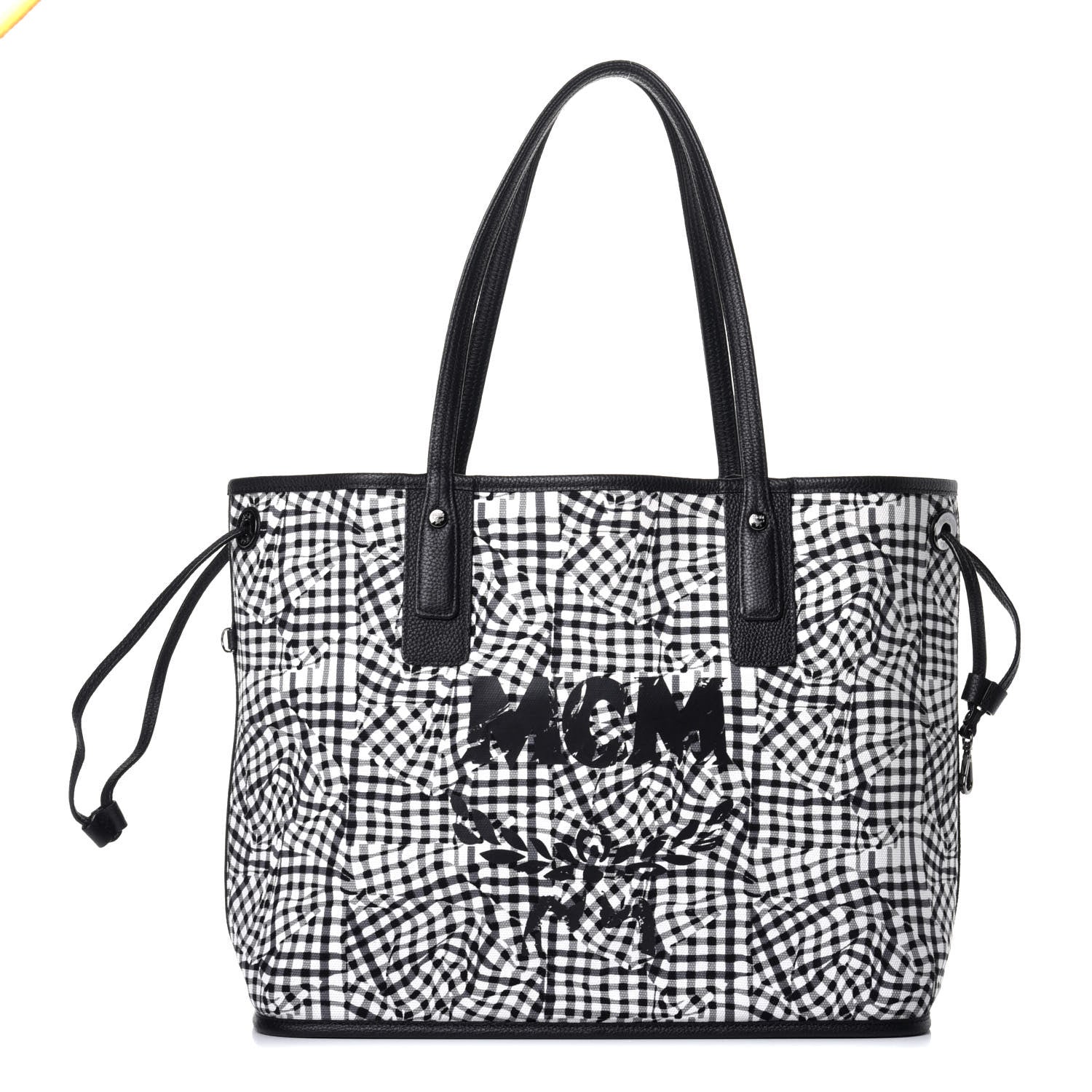 MCM Grained Calfskin Visetos Medium Liz Reversible Shopper Tote Black 4 of 16
