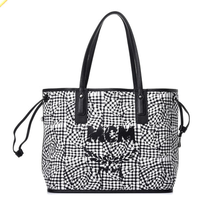 MCM Grained Calfskin Visetos Medium Liz Reversible Shopper Tote Black 4 of 16