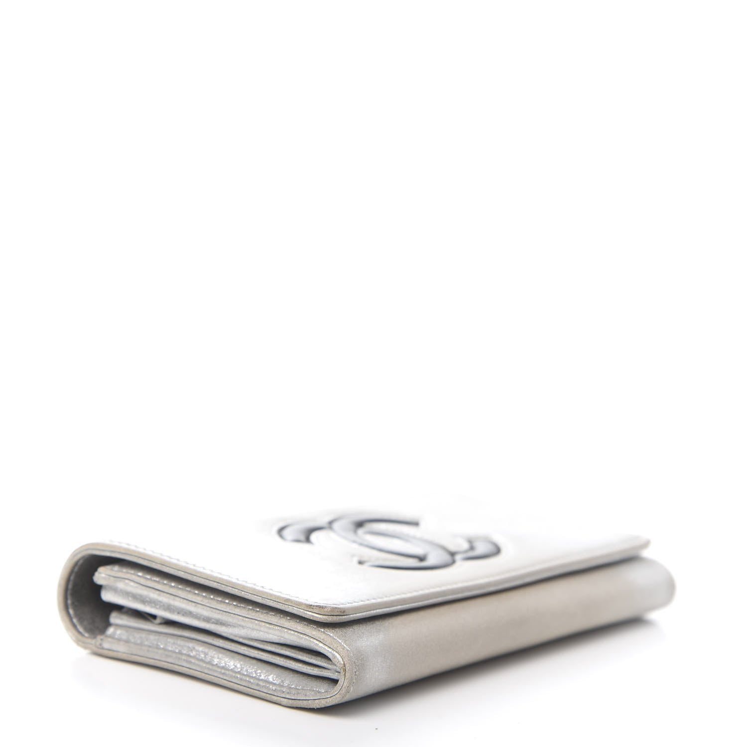 Chanel Lambskin Large CC Flap Wallet Silver 4 of 15