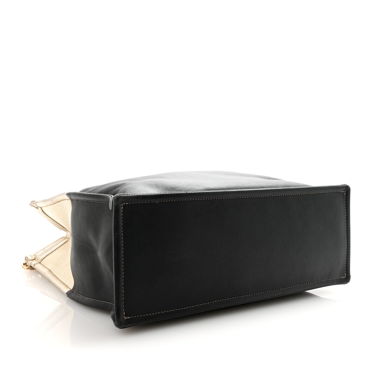 Metallic Goatskin Calfskin Bi-Color Large Boy Tote Black Gold