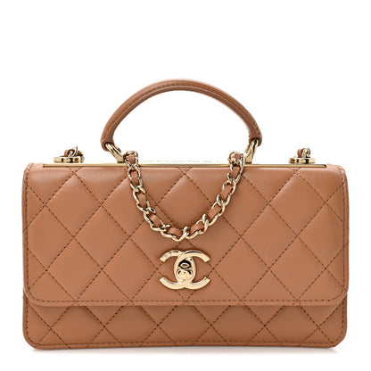 Chanel Lambskin Quilted Trendy CC Dual Handle Clutch With Chain Brown 1 of 13