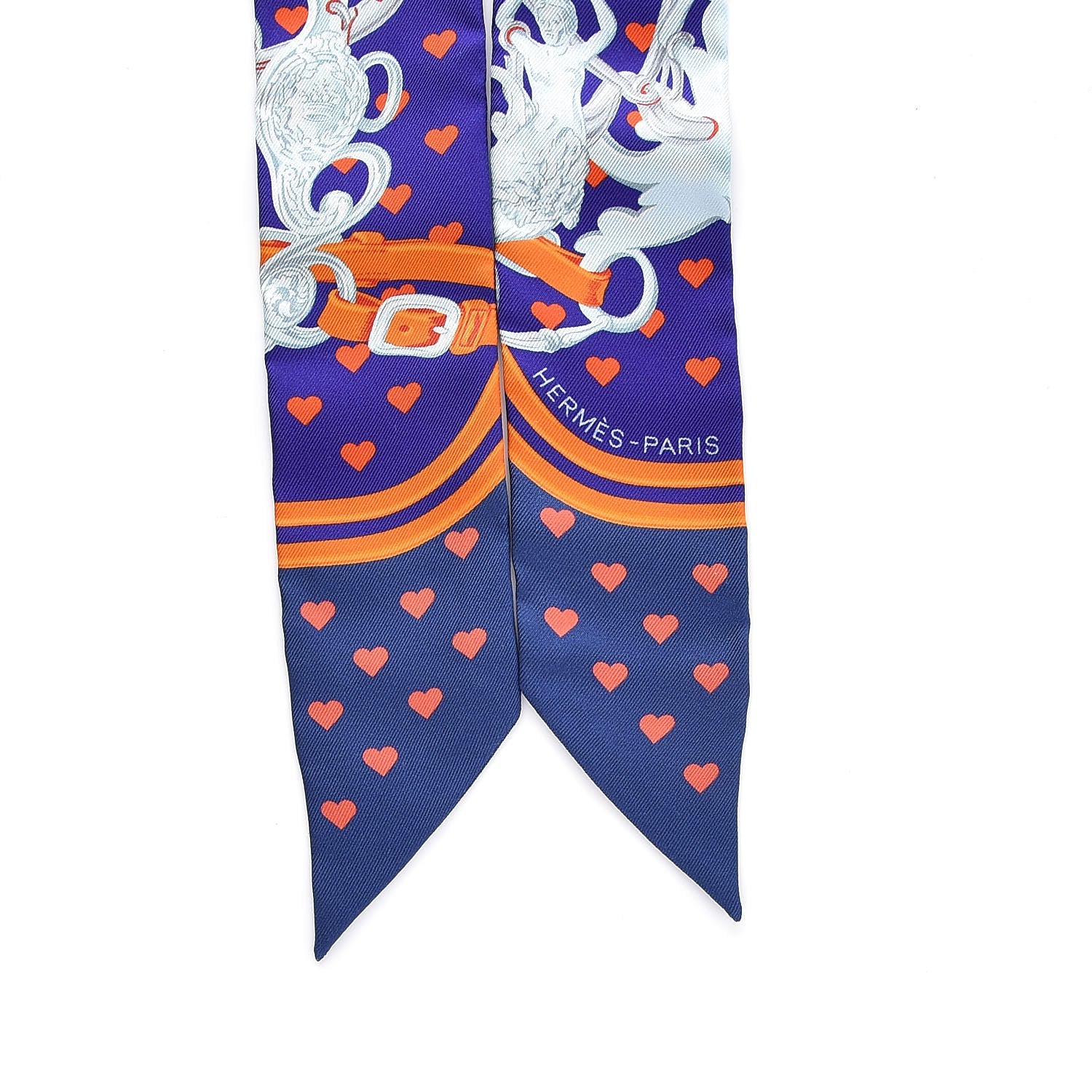 Hermes Silk Brides de Gala Love Twilly Ultraviolet Orange Marine 5 of 5