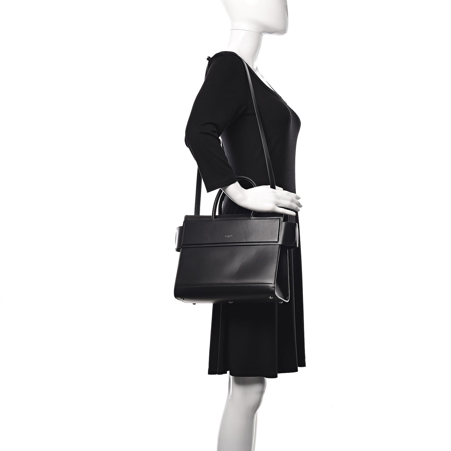 Smooth Calfskin Small Horizon Satchel Black