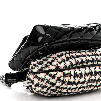 Chanel Patent Tweed Mini Kiss Lock Flap Double Bag Black Multicolor 10 of 12