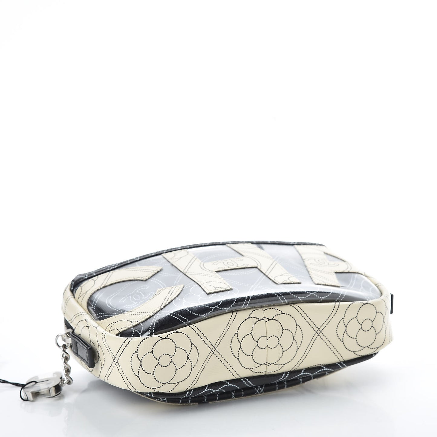 Coated Canvas Calfskin Camellia Printed Case Black Beige