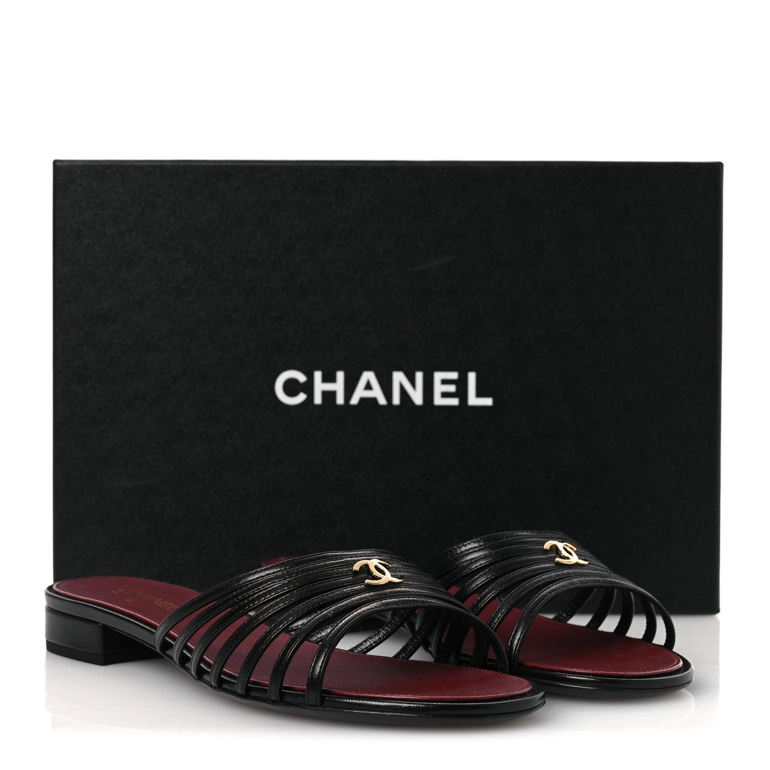 Chanel Goatskin Caged CC Slide Sandals 39 Black 11 of 11