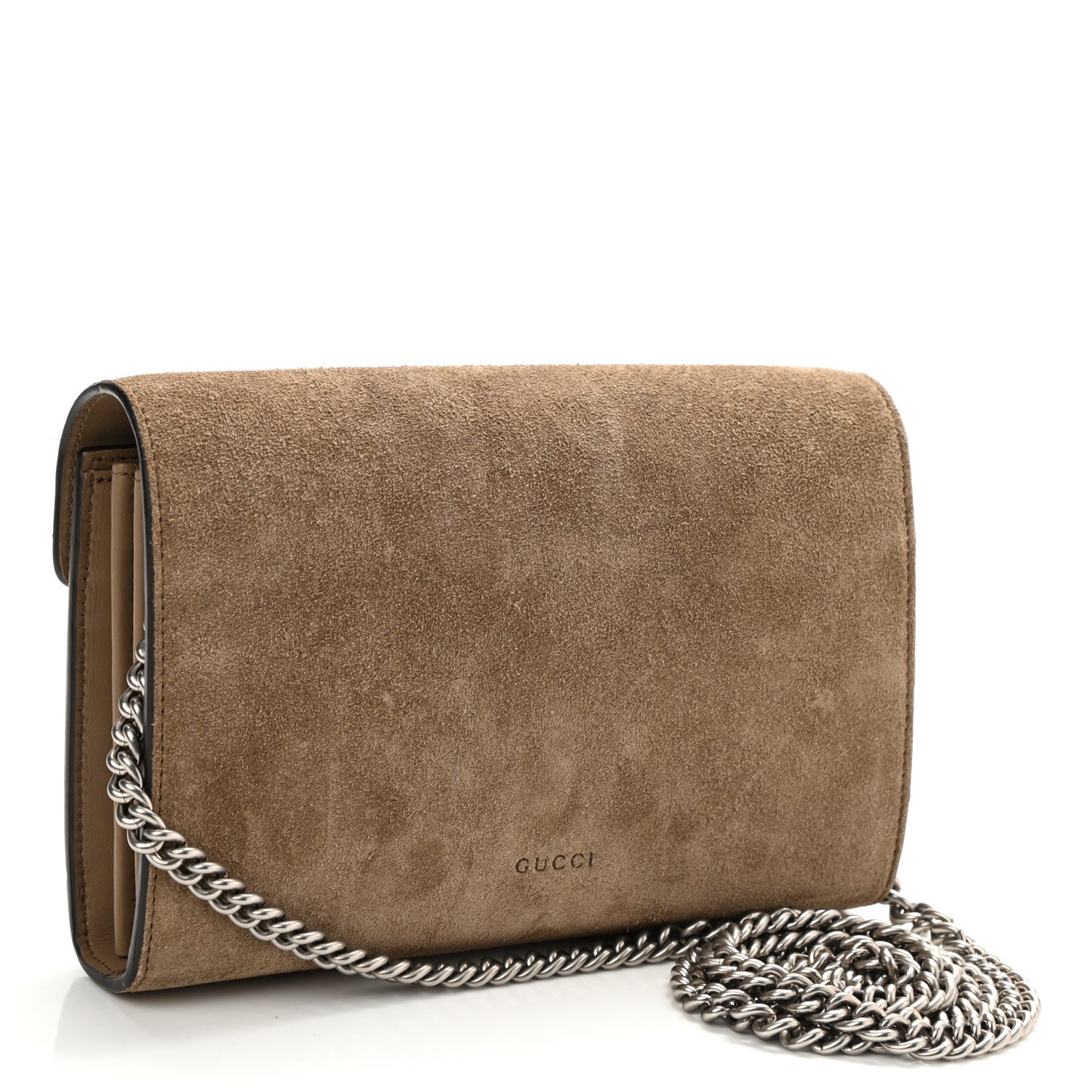 Suede Mini Dionysus Chain Wallet Taupe