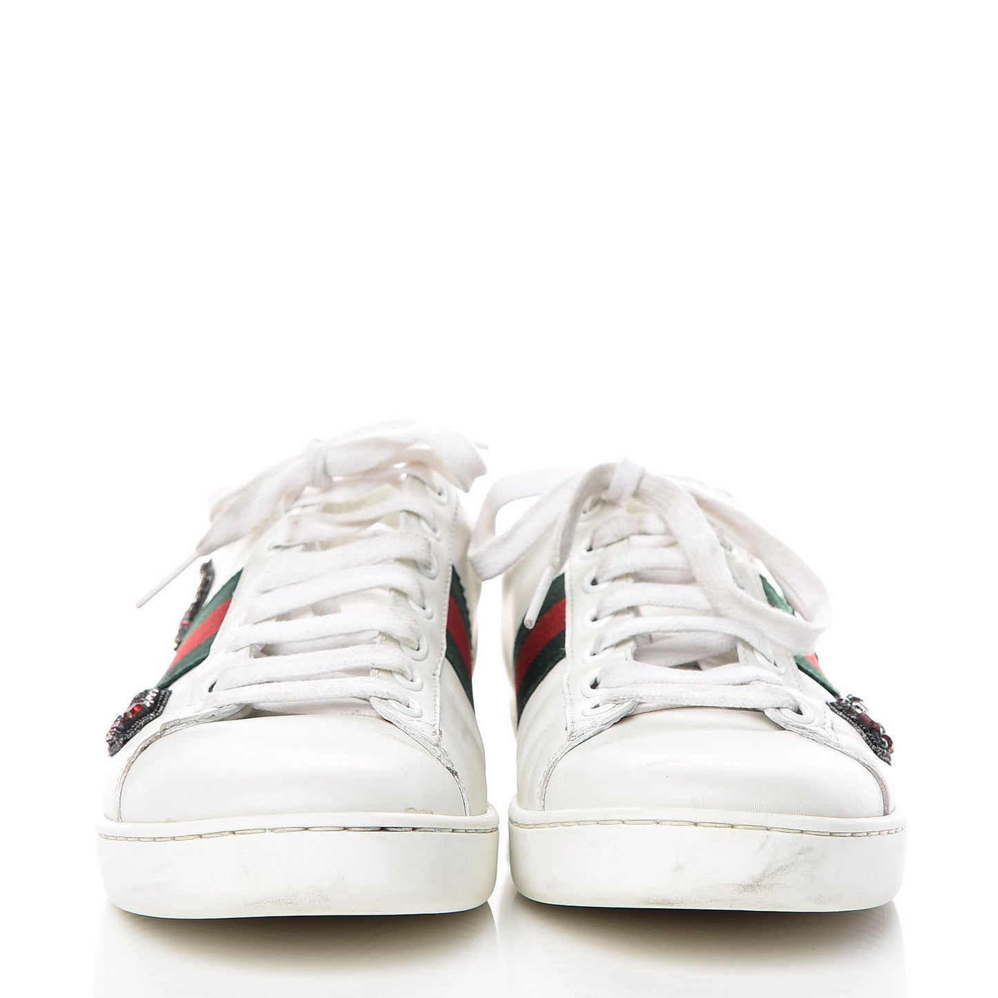 Calfskin Web Studded Arrow Ace Sneakers 36.5 White