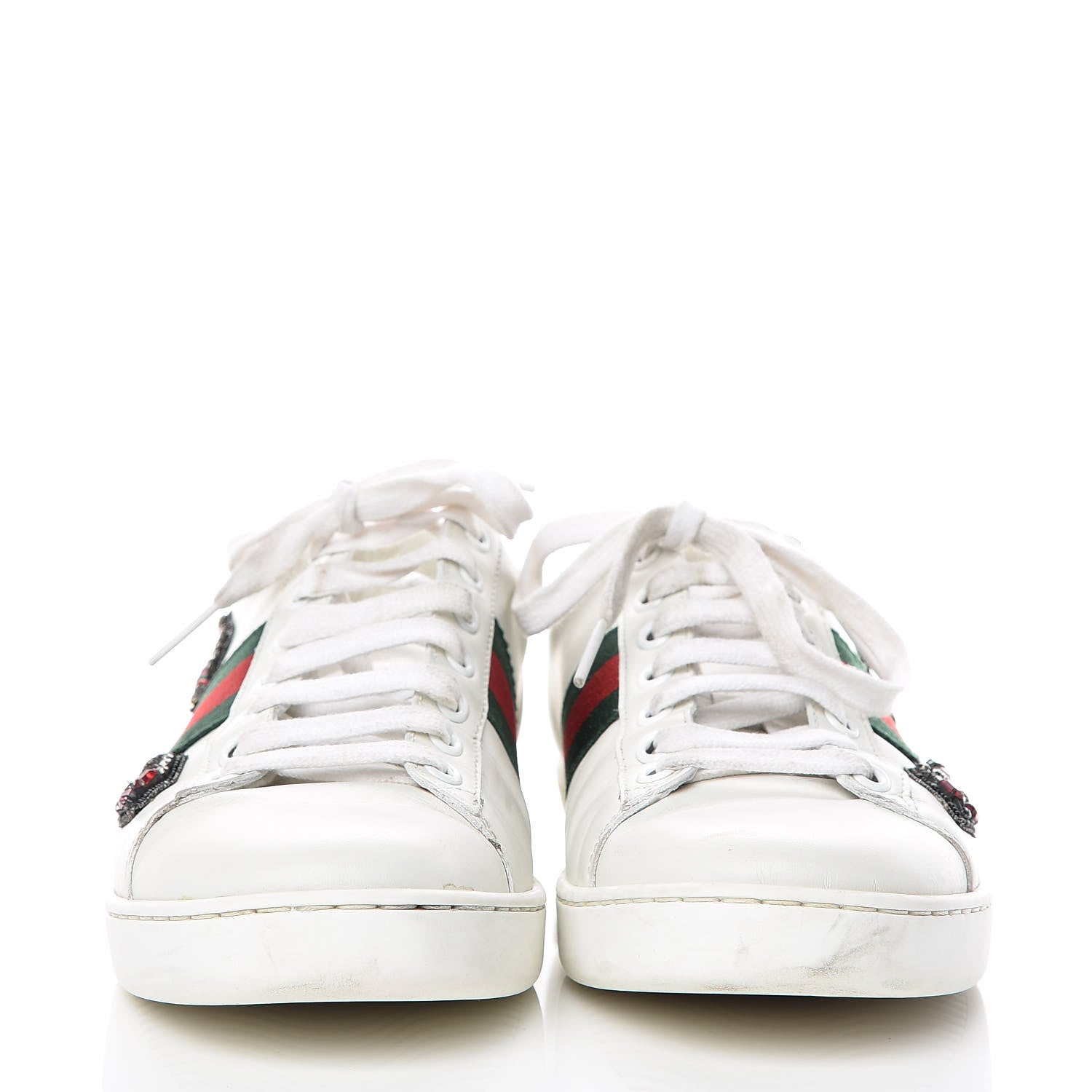 Gucci Calfskin Web Studded Arrow Ace Sneakers 36.5 White 2 of 15
